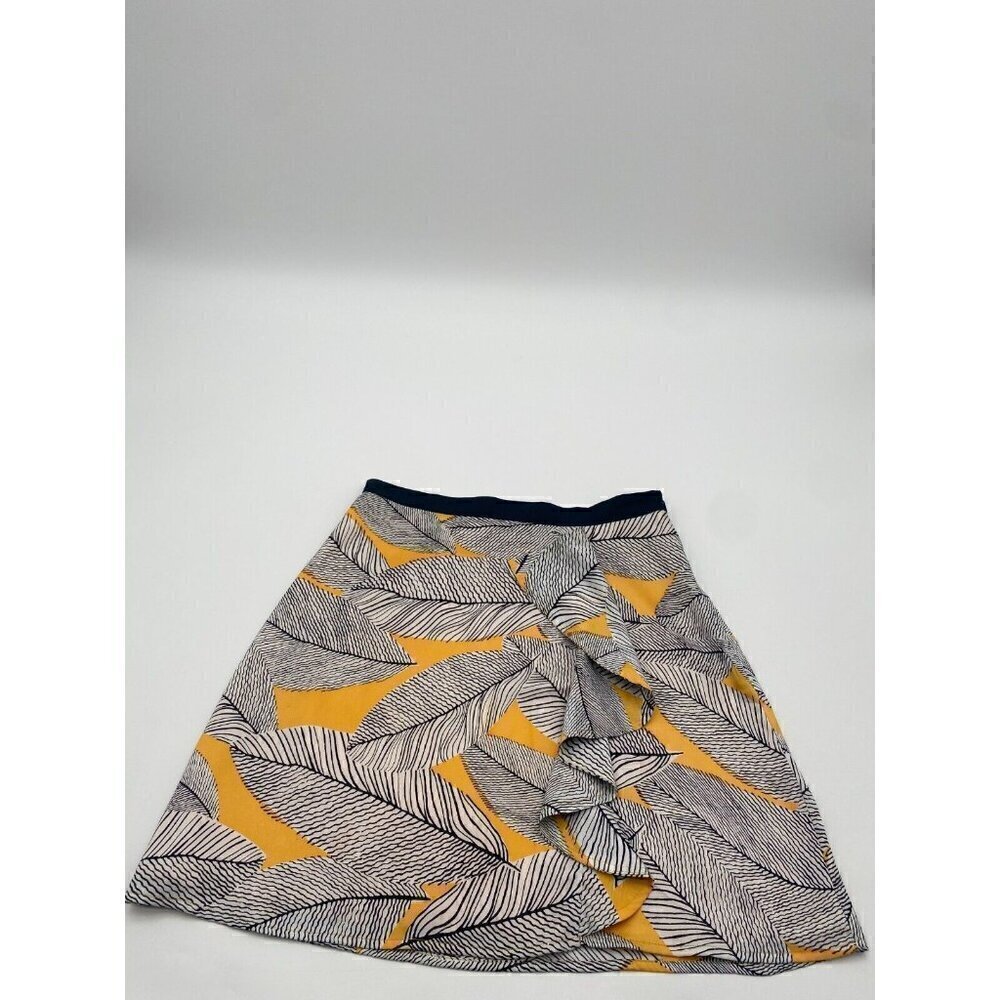 Loft A Line Ruffled Multi Colored Black Yellow Women Size 2
